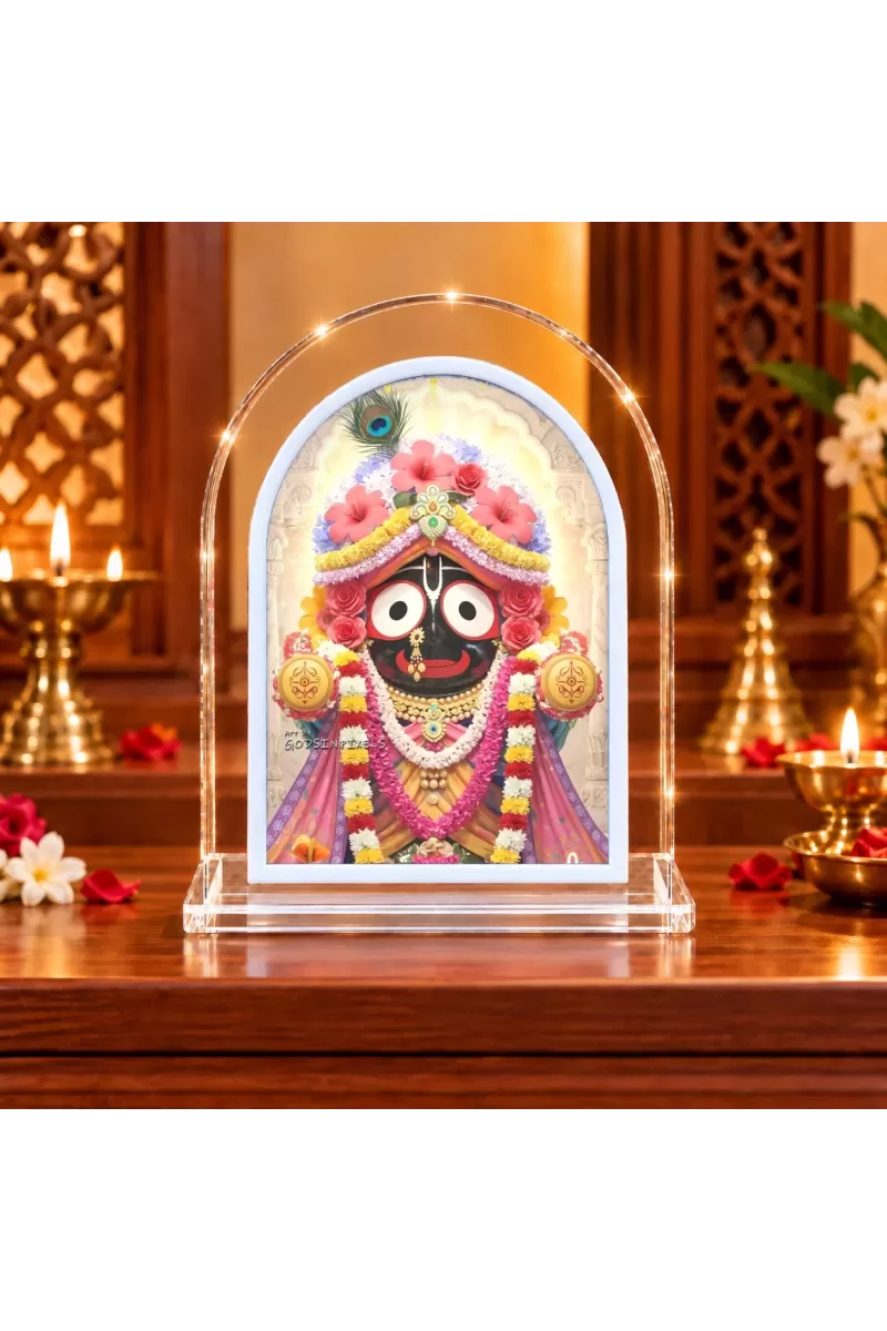 Lord Jagannath L Shape Acrylic Showpiece 3 X 3.5 Inch For Home, Office And Car (F176871)