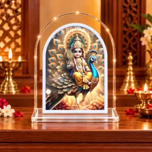 Lord Murugan L Shape Acrylic Showpiece 3 X 3.5 Inch For Home, Office And Car (F176873) Lord Murugan L Shape Acrylic Showpiece 3 X 3.5 Inch For Home, Office And Car (F176873)