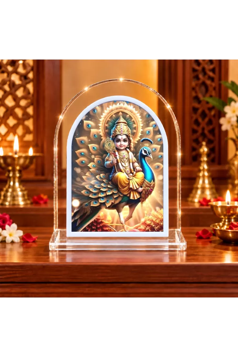 Lord Murugan L Shape Acrylic Showpiece 3 X 3.5 Inch For Home, Office And Car (F176873)