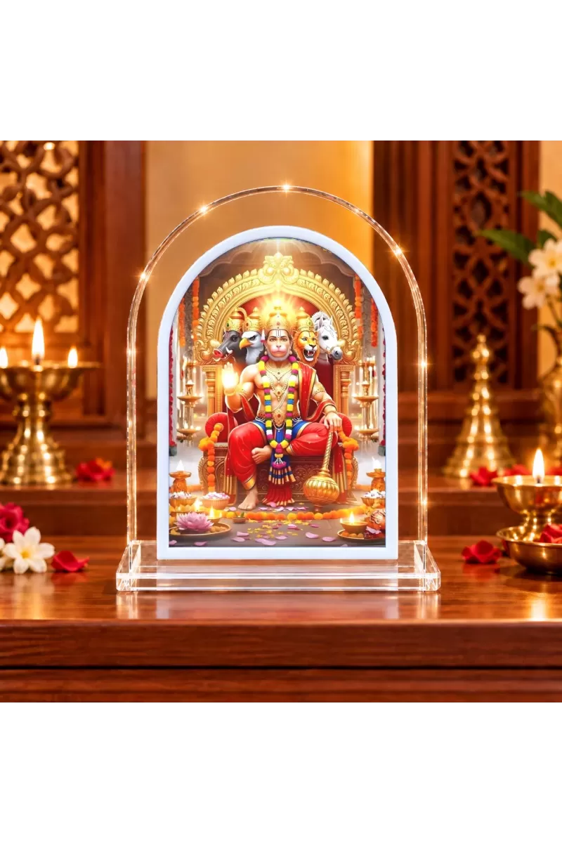 Panchmukhi Hanuman L Shape Acrylic Showpiece 3 X 3.5 Inch For Home, Office And Car (F176876)