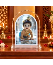 Baby Krishna L Shape Acrylic Showpiece 3 X 3.5 Inch For Home, Office And Car (F176880)