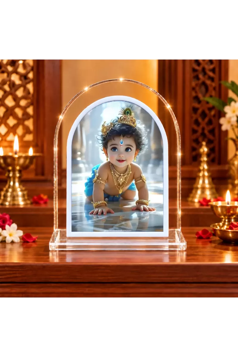 Baby Krishna L Shape Acrylic Showpiece 3 X 3.5 Inch For Home, Office And Car (F176880)
