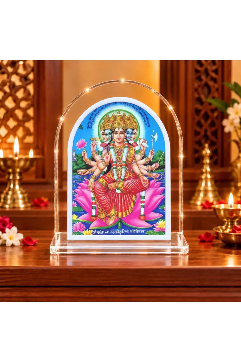 Mata Gayatri L Shape Acrylic Showpiece 3 X 3.5 Inch For Home, Office And Car (F176881)