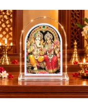 God Ganesh  And Lakshmi L Shape Acrylic Showpiece 3 X 3.5 Inch For Home, Office And Car (F176882)