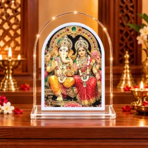 God Ganesh  And Lakshmi L Shape Acrylic Showpiece 3 X 3.5 Inch For Home, Office And Car (F176882)