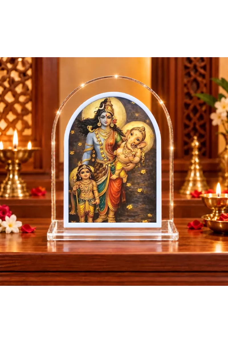 Maa Durga L Shape Acrylic Showpiece 3 X 3.5 Inch For Home, Office And Car (F176883)