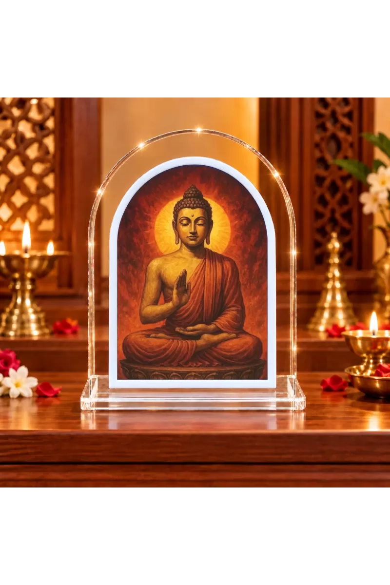 Buddha L Shape Acrylic Showpiece 3 X 3.5 Inch For Home, Office And Car (F176884)
