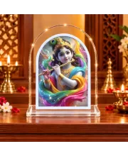Lord Krishna L Shape Acrylic Showpiece 3 X 3.5 Inch For Home, Office And Car (F176885)