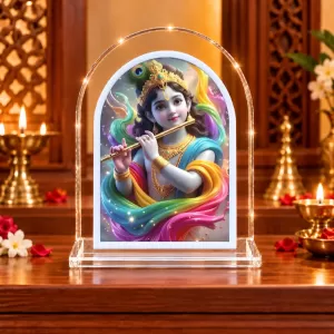 Lord Krishna L Shape Acrylic Showpiece 3 X 3.5 Inch For Home, Office And Car (F176885)