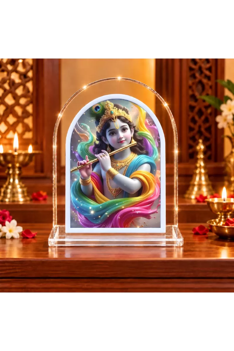 Lord Krishna L Shape Acrylic Showpiece 3 X 3.5 Inch For Home, Office And Car (F176885)