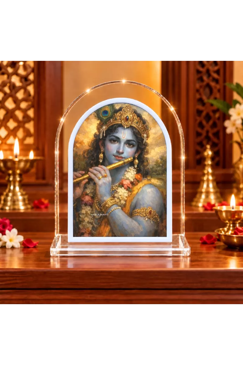 Lord Krishna L Shape Acrylic Showpiece 3 X 3.5 Inch For Home, Office And Car (F176886)
