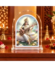 Goddess Saraswati L Shape Acrylic Showpiece 3 X 3.5 Inch For Home, Office And Car (F176887)