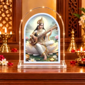 Goddess Saraswati L Shape Acrylic Showpiece 3 X 3.5 Inch For Home, Office And Car (F176887) Goddess Saraswati L Shape Acrylic Showpiece 3 X 3.5 Inch For Home, Office And Car (F176887)