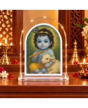 Lord Krishna L Shape Acrylic Showpiece 3 X 3.5 Inch For Home, Office And Car (F176890)
