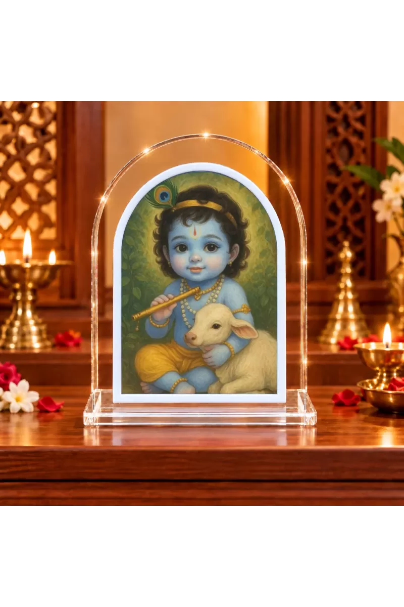 Lord Krishna L Shape Acrylic Showpiece 3 X 3.5 Inch For Home, Office And Car (F176890)