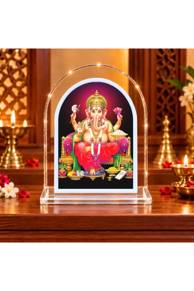 Lord Ganesha L Shape Acrylic Showpiece 3 X 3.5 Inch For Home, Office And Car (F176895)