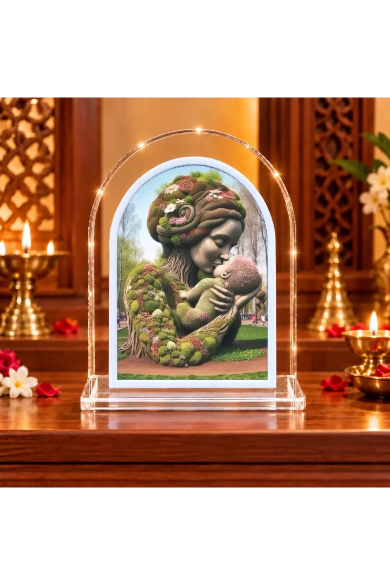Mother And Child L Shape Acrylic Showpiece 3 X 3.5 Inch For Home, Office And Car (F176897)