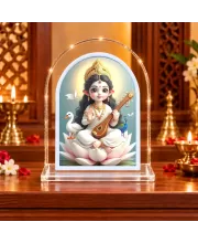 Goddess Saraswati L Shape Acrylic Showpiece 3 X 3.5 Inch For Home, Office And Car (F176907)