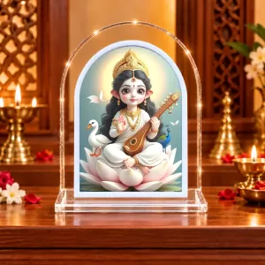 Goddess Saraswati L Shape Acrylic Showpiece 3 X 3.5 Inch For Home, Office And Car (F176907) Goddess Saraswati L Shape Acrylic Showpiece 3 X 3.5 Inch For Home, Office And Car (F176907)