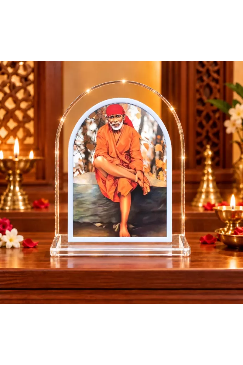Sai Baba L Shape Acrylic Showpiece 3 X 3.5 Inch For Home, Office And Car (F176910)