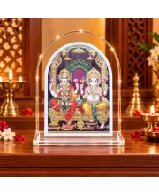 Lakshmi Ganesha L Shape Acrylic Showpiece 3 X 3.5 Inch For Home, Office And Car (F176913)