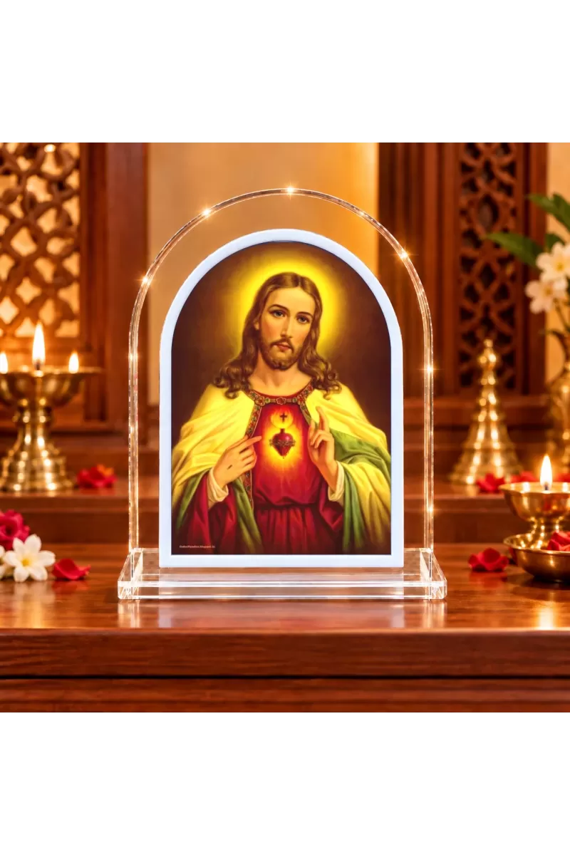 Jesus Christ L Shape Acrylic Showpiece 3 X 3.5 Inch For Home, Office And Car (F176915)