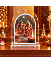 Lakshmi Ganesha L Shape Acrylic Showpiece 3 X 3.5 Inch For Home, Office And Car (F176916)