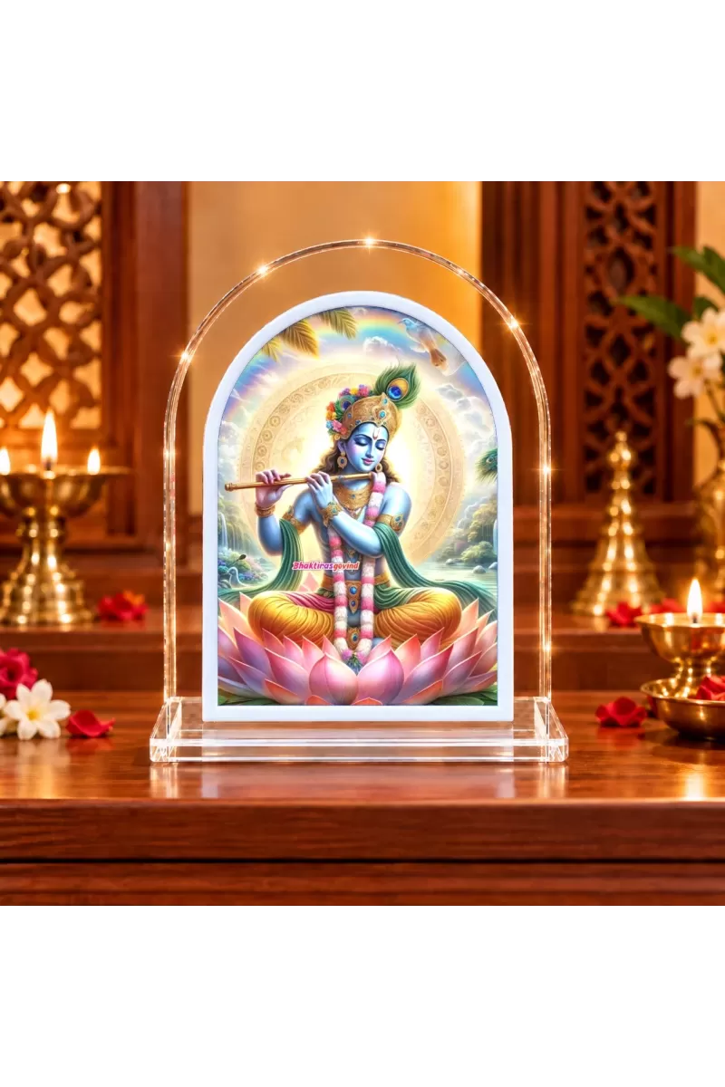 Lord Krishna L Shape Acrylic Showpiece 3 X 3.5 Inch For Home, Office And Car (F176919)
