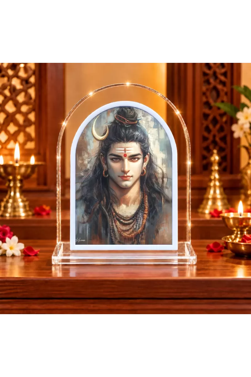 Lord Shiva L Shape Acrylic Showpiece 3 X 3.5 Inch For Home, Office And Car (F176920)