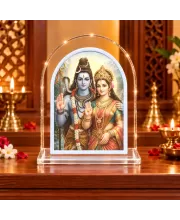 Shiva Parvati L Shape Acrylic Showpiece 3 X 3.5 Inch For Home, Office And Car (F176921)