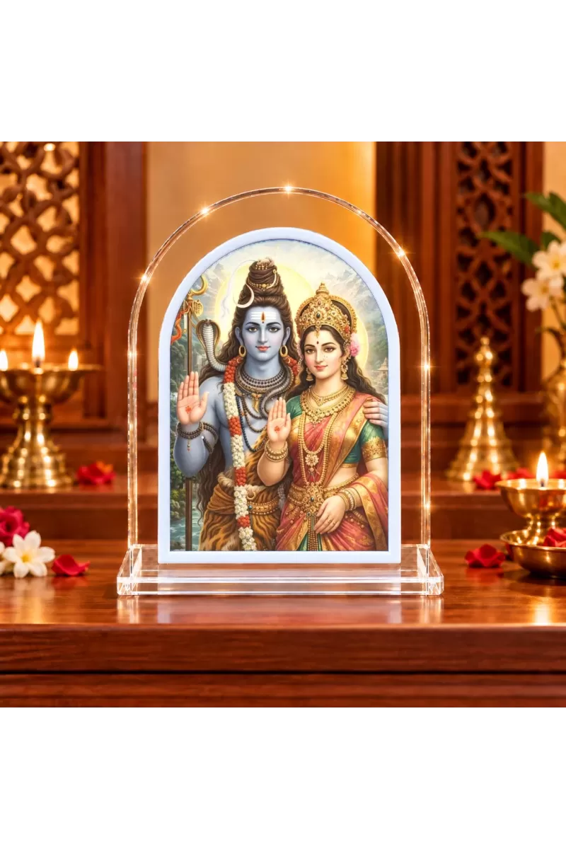 Shiva Parvati L Shape Acrylic Showpiece 3 X 3.5 Inch For Home, Office And Car (F176921)