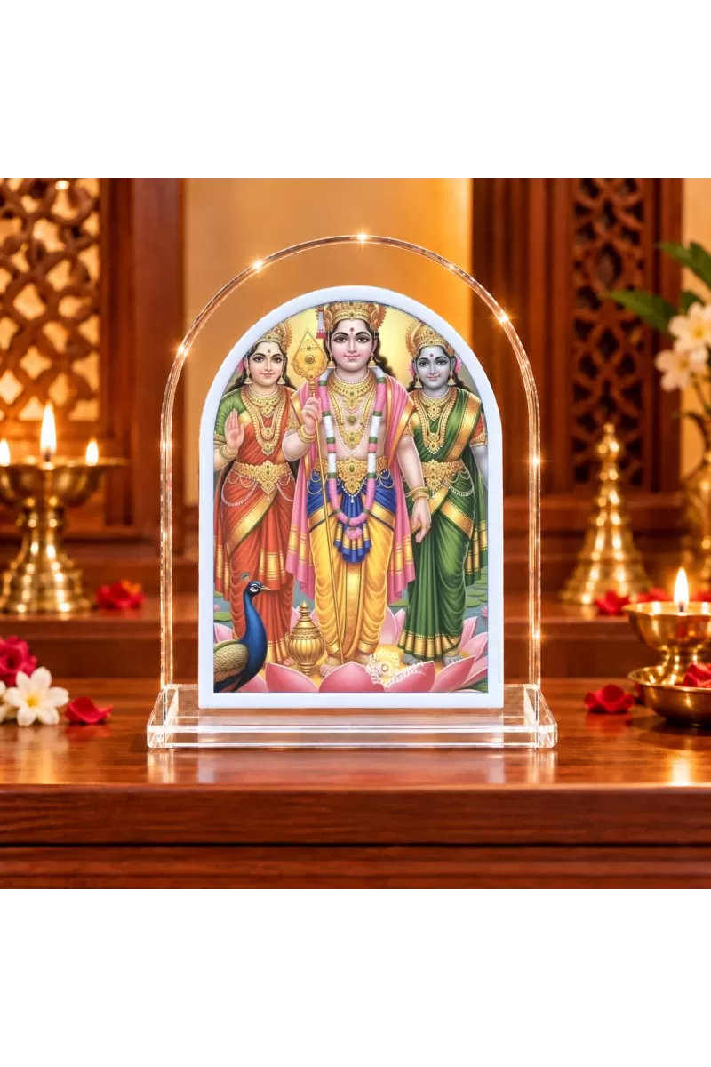 Lord Murugan L Shape Acrylic Showpiece 3 X 3.5 Inch For Home, Office And Car (F176922)