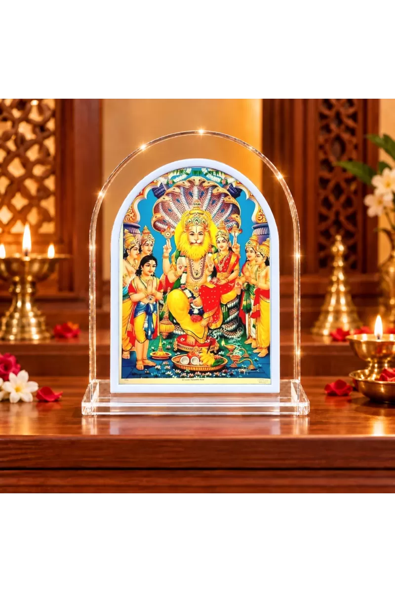 Lakshmi Narasimha L Shape Acrylic Showpiece 3 X 3.5 Inch For Home, Office And Car (F176923)