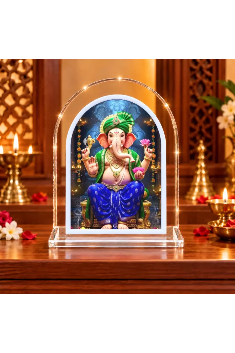 Lord Ganesha L Shape Acrylic Showpiece 3 X 3.5 Inch For Home, Office And Car (F176926)