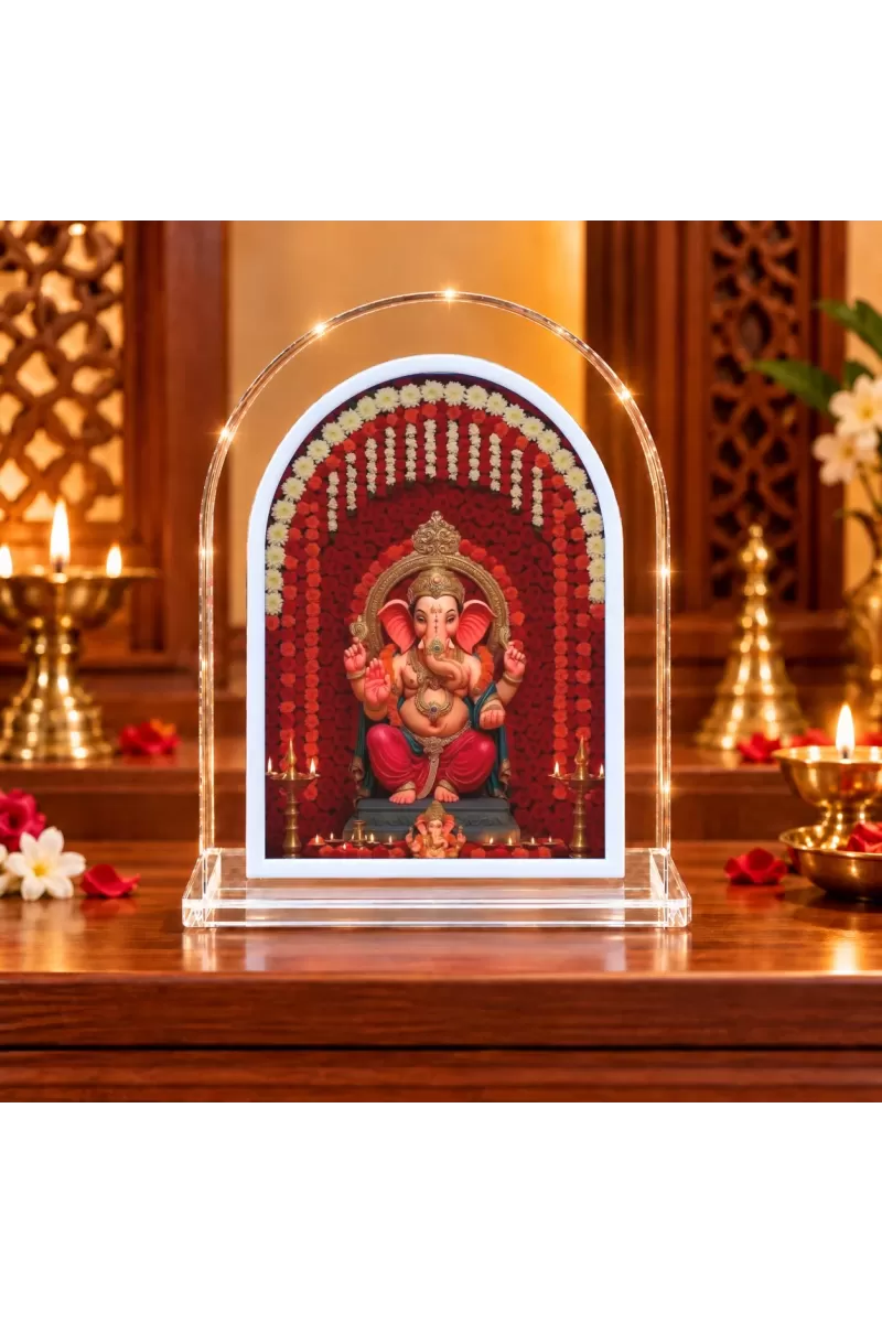 Lord Ganesha L Shape Acrylic Showpiece 3 X 3.5 Inch For Home, Office And Car (F176928)