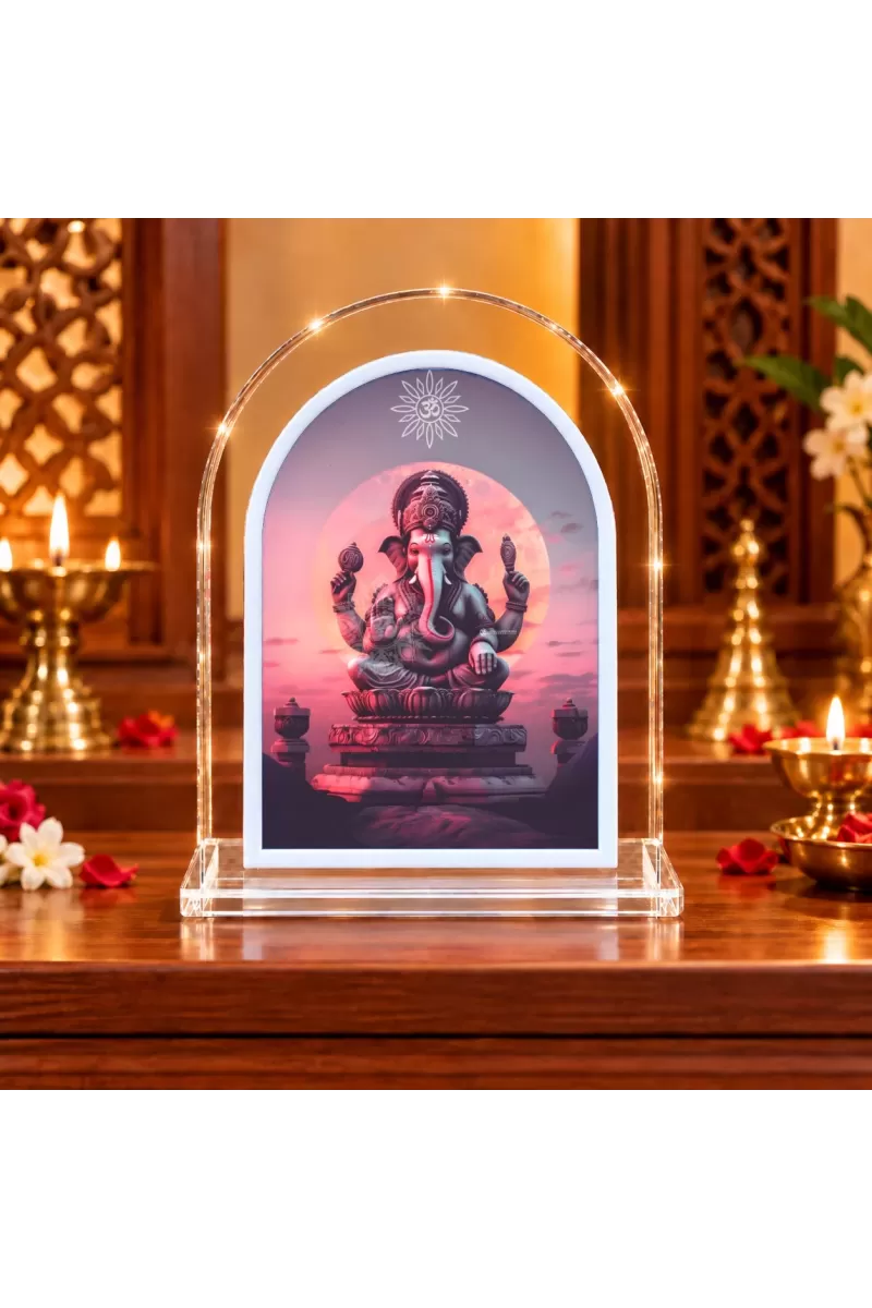 Lord Ganesha L Shape Acrylic Showpiece 3 X 3.5 Inch For Home, Office And Car (F176932)
