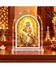 Shirdi Sai Baba L Shape Acrylic Showpiece 3 X 3.5 Inch For Home, Office And Car (F176935)