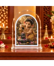 Lord Ganesha L Shape Acrylic Showpiece 3 X 3.5 Inch For Home, Office And Car (F176939)