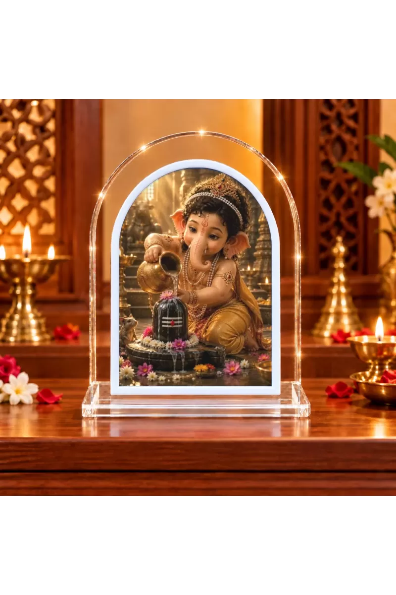 Lord Ganesha L Shape Acrylic Showpiece 3 X 3.5 Inch For Home, Office And Car (F176939)
