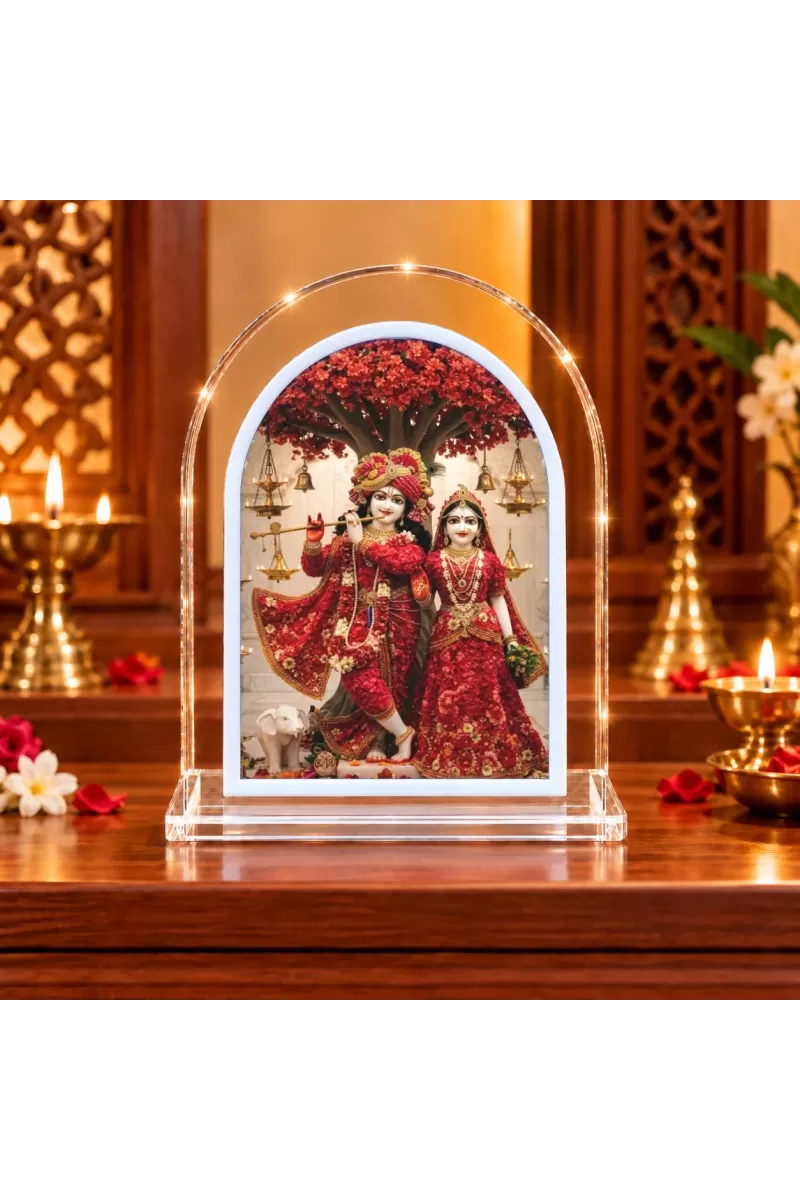 Radha Krishna L Shape Acrylic Showpiece 3 X 3.5 Inch For Home, Office And Car (F176942)
