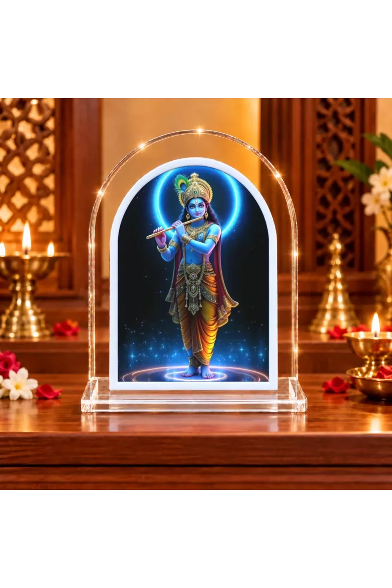Lord Krishna L Shape Acrylic Showpiece 3 X 3.5 Inch For Home, Office And Car (F176943)