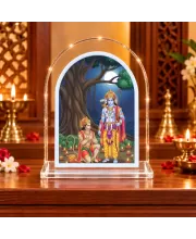 Lord Rama And Hanuman L Shape Acrylic Showpiece 3 X 3.5 Inch For Home, Office And Car (F176944)
