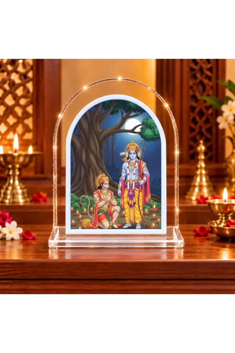 Lord Rama And Hanuman L Shape Acrylic Showpiece 3 X 3.5 Inch For Home, Office And Car (F176944)