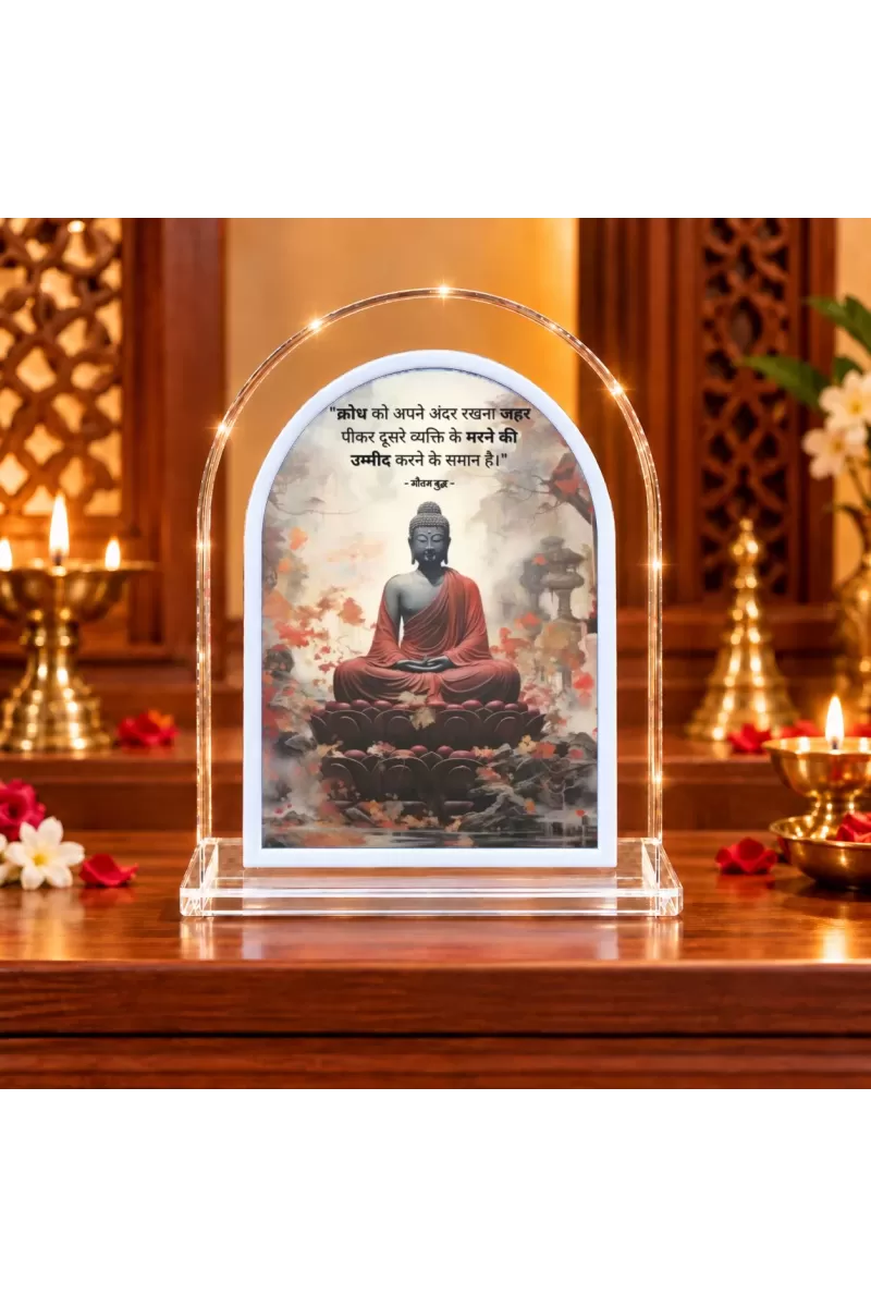 Buddha L Shape Acrylic Showpiece 3 X 3.5 Inch For Home, Office And Car (F176951)