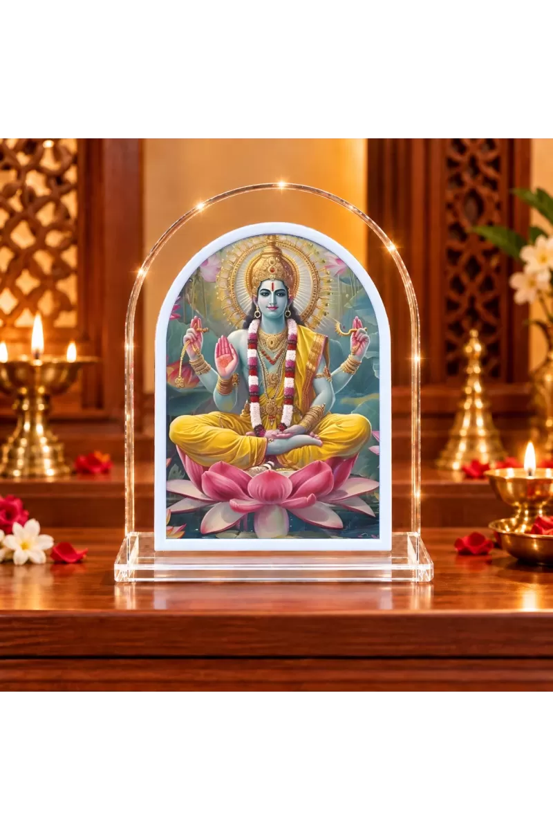 Lord Vishnu L Shape Acrylic Showpiece 3 X 3.5 Inch For Home, Office And Car (F176952)