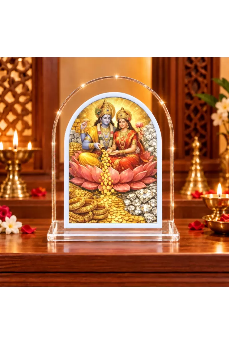 Lakshmi Narayna L Shape Acrylic Showpiece 3 X 3.5 Inch For Home, Office And Car (F176954)