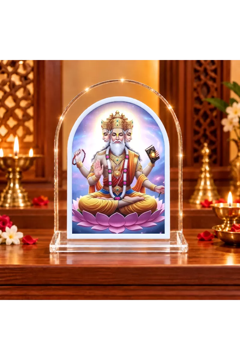Lord Brahma L Shape Acrylic Showpiece 3 X 3.5 Inch For Home, Office And Car (F176957)
