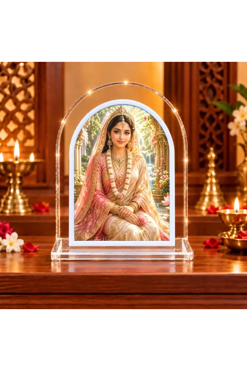Indian Bride L Shape Acrylic Showpiece 3 X 3.5 Inch For Home, Office And Car (F176961)