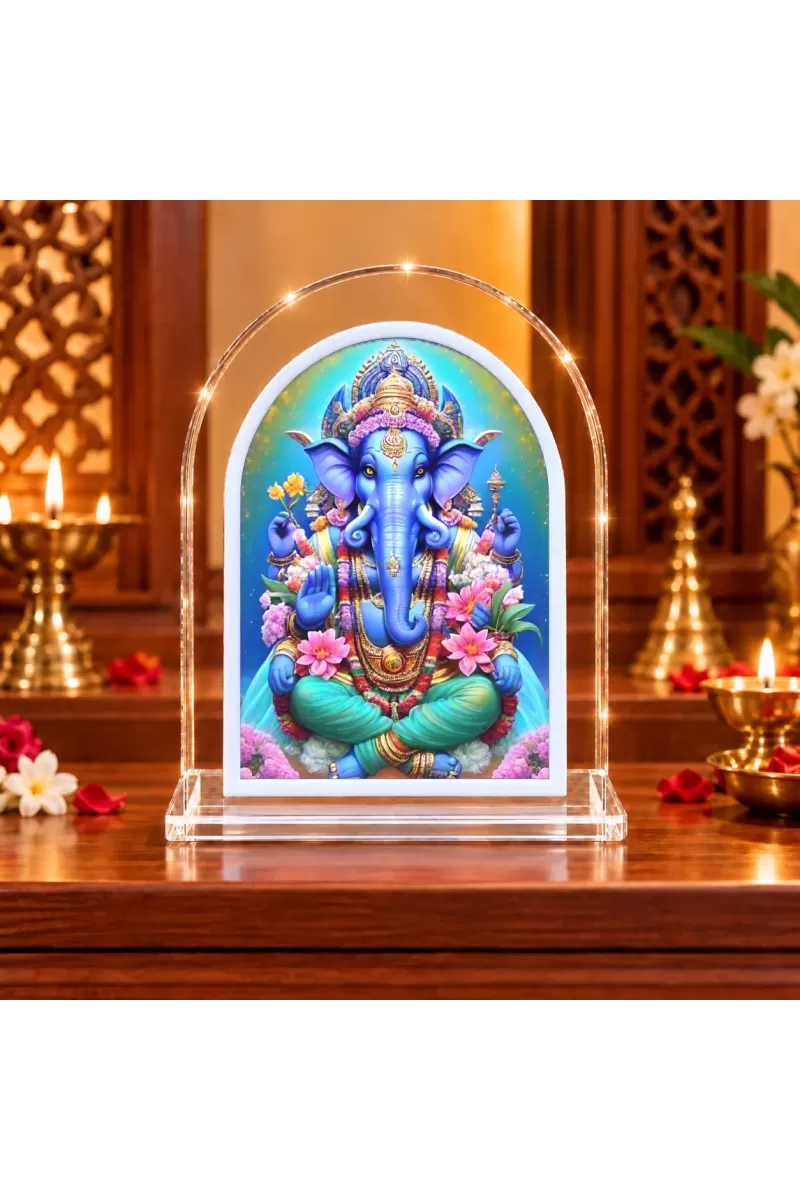 Lord Ganesha L Shape Acrylic Showpiece 3 X 3.5 Inch For Home, Office And Car (F176963)