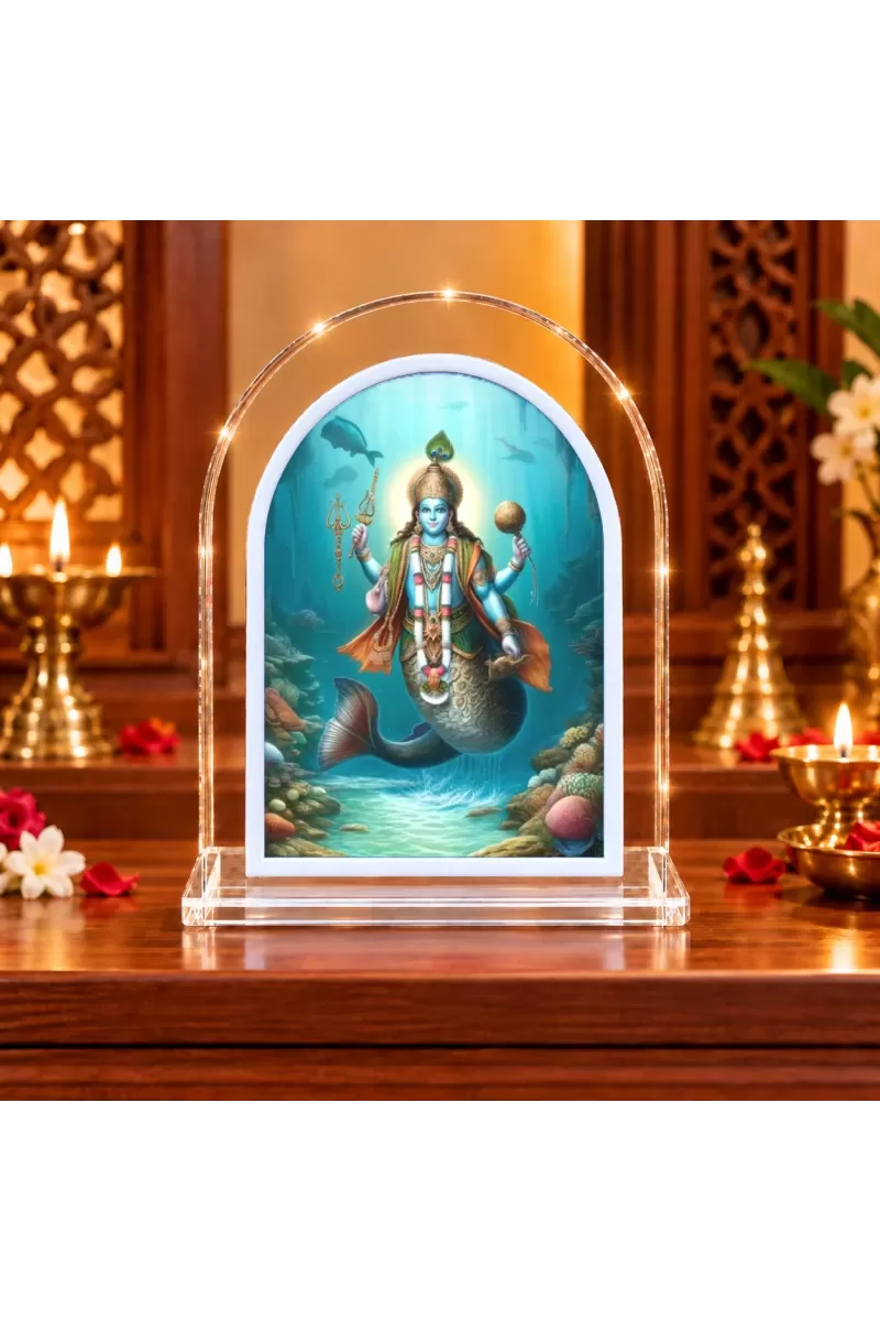 Matsya Avatar L Shape Acrylic Showpiece 3 X 3.5 Inch For Home, Office And Car (F176964)
